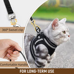 Qpets® Cat Harness with Leash, Small Cat Vest Harness Cat Harness with Safety Night Reflective Strip Design, Breathable Adjustable Quick ReleaseSummer Cat Harness for Walking