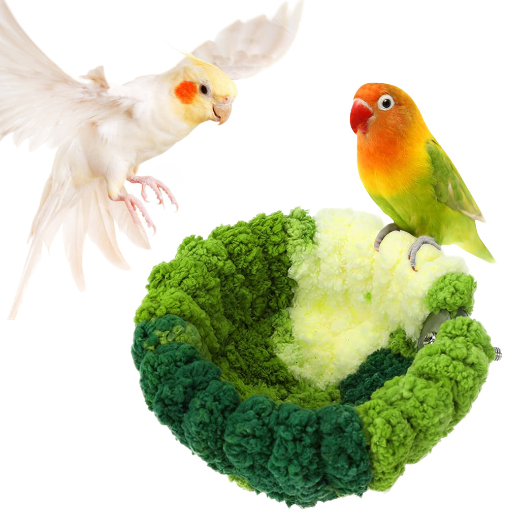 Qpets Coral Fleece Bird Nest for Cage, Semicircle Warm Bed with Screw Mount for Small Birds