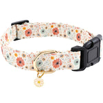Qpets® Floral Dog Collar Cute Daisy Pendant Charm Dog Clothes Accessory Adjustable Soft Fabric Dog Collar with Metal D-Ring for Small to Medium Dogs, Size M, 32-50cm