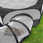 Qpets Cat Playpen for Indoor and Outdoor Use with 100cm Tunnel and 120cm Mesh Roof | Collapsible Ventilated Design