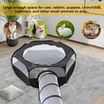 Qpets Cat Playpen for Indoor and Outdoor Use with 100cm Tunnel and 120cm Mesh Roof | Collapsible Ventilated Design