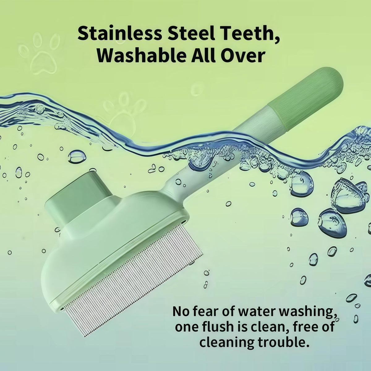 Qpets Flea and Tick Comb for Cats and Dogs with Dual‑Sided Stainless Steel Teeth | Self‑Cleaning Brush for Shedding and Healthy Coat