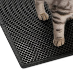 Qpets® Cat Litter Mat Litter Box Honeycomb Double Layer Tray Waterproof EVA Material Durable Washable Play Easy Clean Filter Any Sand Black 45 x 60CM 3PCS