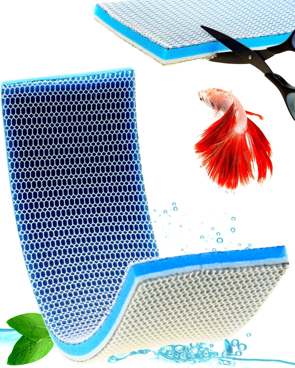 Qpets Aquarium Filtration Pads 50cm x 11cm with Honeycomb Surface and Reusable Polyester | 4-Pack for Clear Fish Tank Water