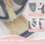 Qpets Cat Litter Box Mat 50x80cm for Trapping Litter with Waterproof Non Slip PVC Surface | Pink Cartoon Cat Claw Design