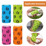 Qpets Self-Adhesive Non-Woven Elastic Pet Recovery Wraps with Paw Print for Cats and Dogs
