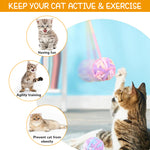 Qpets® Plush Cat Ball Toys, Rattling Cat Teasing Toys with Built in Bell, Colorful Woolen Ball Toy Sound Toys (3Pcs)