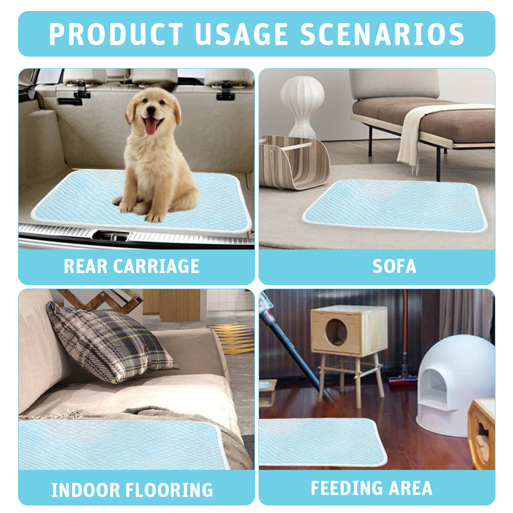 Qpets® Small Dog Cooling Mat, Summer Cooling Pad Sleeping Pad for Dogs Cats Ice Silk Blue Pets Cooling Pad Sleeping Cooling Mat