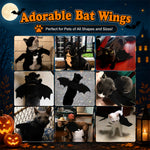 Qpets Bat Wing Costume for Cats and Small Dogs, Size L, 5mm Felt, Bell and Adjustable Straps