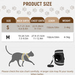 Qpets® Cat Harness with Leash, Small Cat Vest Harness Cat Harness with Safety Night Reflective Strip Design, Breathable Adjustable Quick ReleaseSummer Cat Harness for Walking