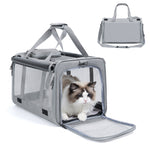 Qpets Cat and Small Dog Carrier Bag with Five-Side Mesh, Foldable Storage and Adjustable Strap