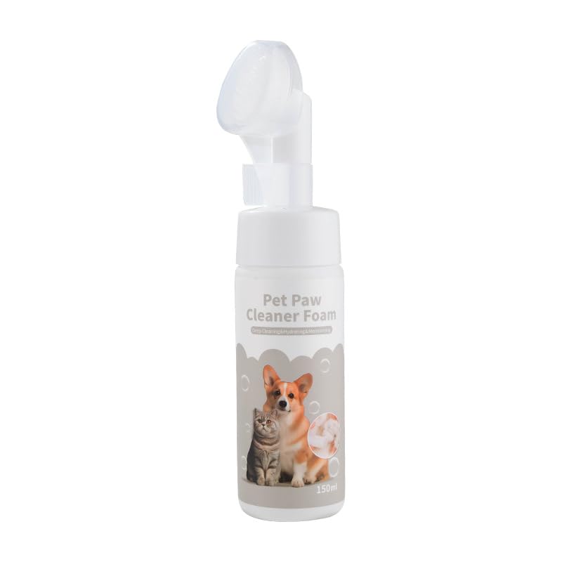Qpets Dog Paw Cleaner Foam with Silicone Brush | No Rinse Pet Paw Cleanser for Dogs & Cats