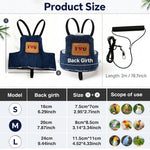 Qpets Bird Flight Harness with Leash, M, 20cm Back Girth, Denim Vest for Medium Parrots