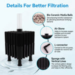 Qpets Aquarium Sponge Filter with Quiet Operation, Ceramic Bio Media for Betta, Shrimp and Fry Tanks