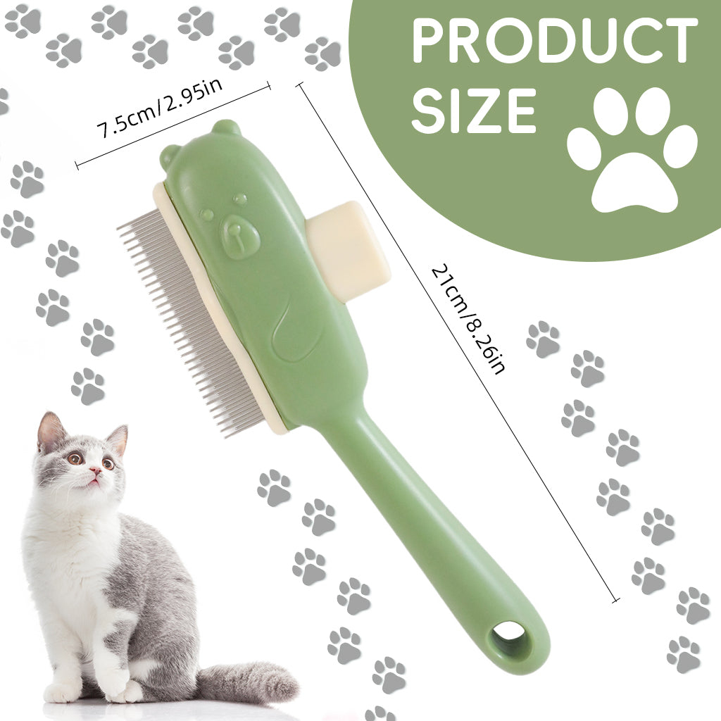 Qpets® Self-Cleaning Slicker Brush for Dogs & Cats, One-Button Hair Release Dematting Brush - Gentle Rounded Tips for Sensitive Skin, Effortless Grooming Tool for Long & Short Hair
