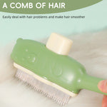 Qpets® Self-Cleaning Slicker Brush for Dogs & Cats, One-Button Hair Release Dematting Brush - Gentle Rounded Tips for Sensitive Skin, Effortless Grooming Tool for Long & Short Hair