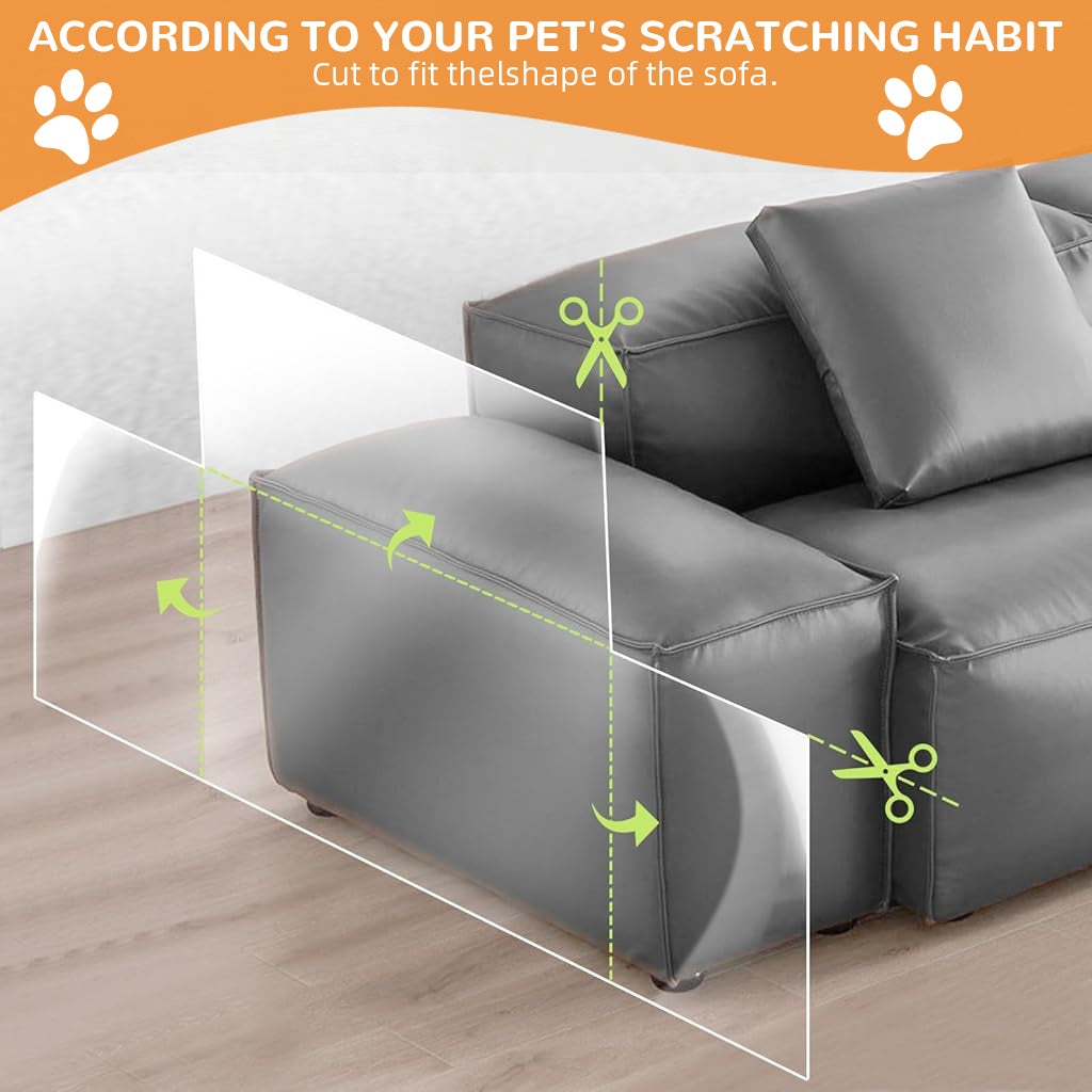 Qpets® Clear Cat Scratch Protector, Self-Adhesive PVC Furniture Guard Anti-Scratch Film for Couches, Chairs & Upholstery - 45x300cm