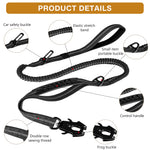 Qpets® Dog Leash, Stretchy Dog Leash with Dual Control Handles, Reflective Stitches Leash with 360 ° Swivel Clasp, Large Breeds Pet Leashes for Walking