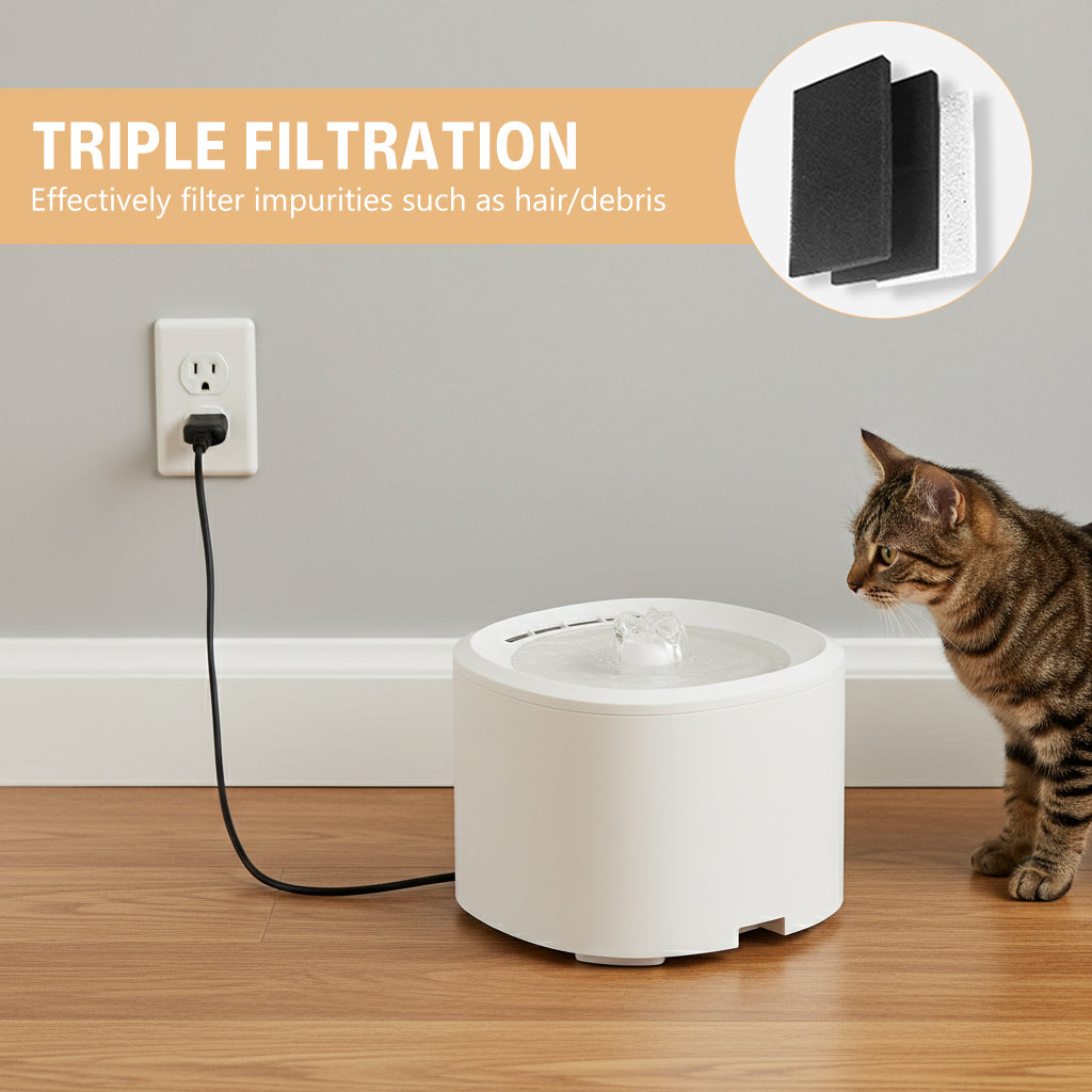 Qpets® Cat Water Fountain, Ultra Quiet Automatic Cat Dog Water Dispenser, 3L Large Capacity Pet Drinking Fountain for Week-Long Fresh Water with 3 Flow Modes & Smart Circulating Filtration System