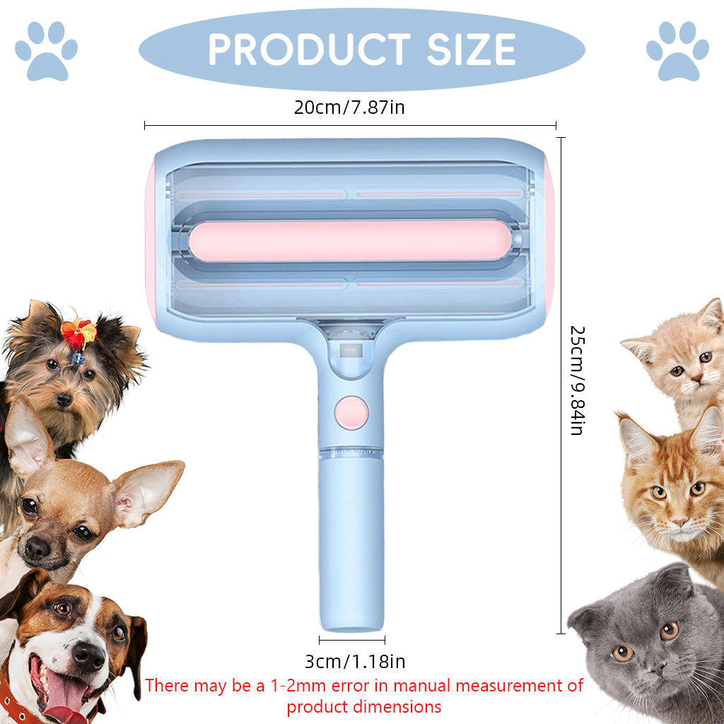 Qpets® Pet Hair Remover with Water Spray, Double Layer Reusable Lint Roller for Embedded Hair on Car Seats, Furniture & Bedding, Wet & Dry Modes, Washable & Eco Friendly