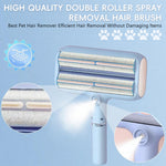 Qpets® Pet Hair Remover with Water Spray, Double Layer Reusable Lint Roller for Embedded Hair on Car Seats, Furniture & Bedding, Wet & Dry Modes, Washable & Eco Friendly