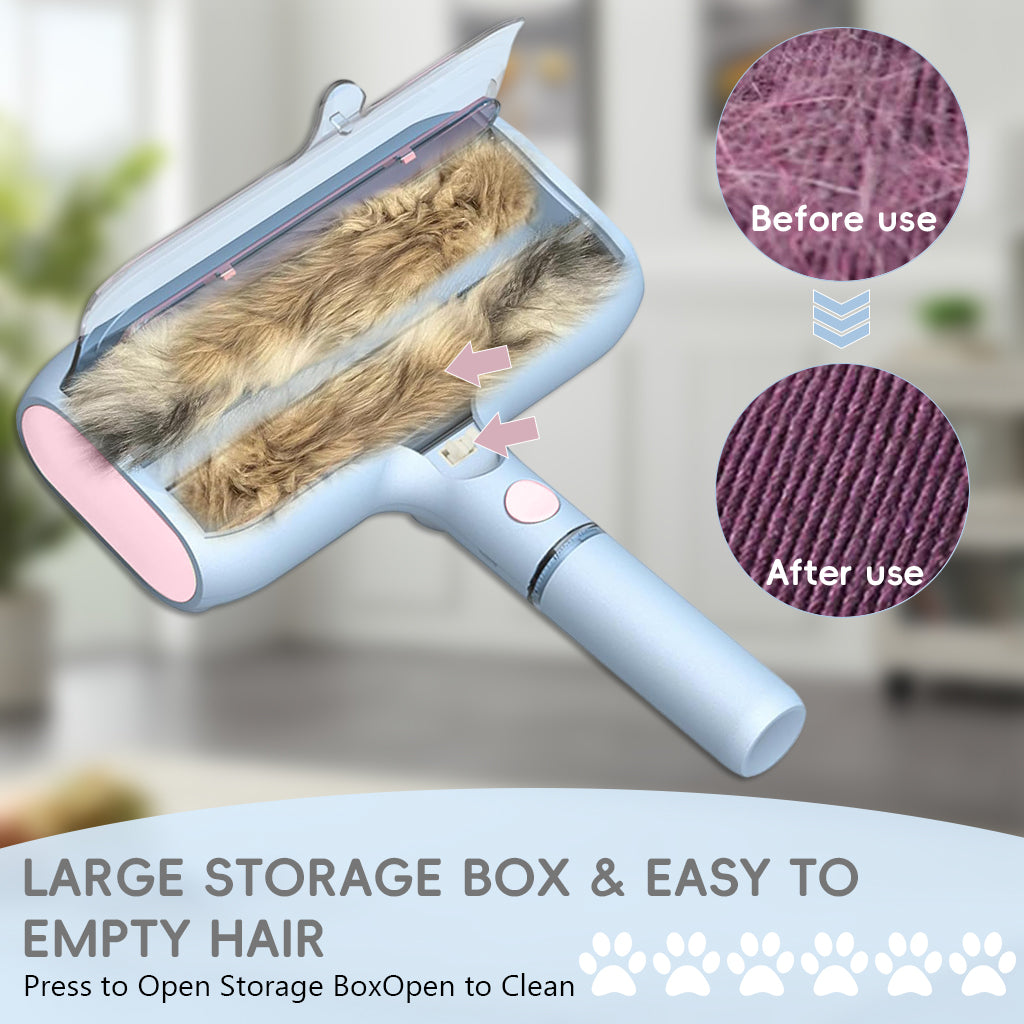 Qpets® Pet Hair Remover with Water Spray, Double Layer Reusable Lint Roller for Embedded Hair on Car Seats, Furniture & Bedding, Wet & Dry Modes, Washable & Eco Friendly