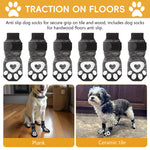 Qpets® Non-Slip Dog Socks, 6Pcs Adjustable Strap Dog Paw Socks with Hook and Loop Closure, Breathable Cotton Pet Feet Protectors for Indoor Outdoor Flooring & Post-Surgery Care (L, Paw Size 3-3.5in)