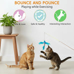 Qpets® Cat Wand Toys, Retractable Interactive Cat Feather Teaser with Realistic Fish, Telescopic Rod Fun Indoor Outdoor for Active Play & Exercise