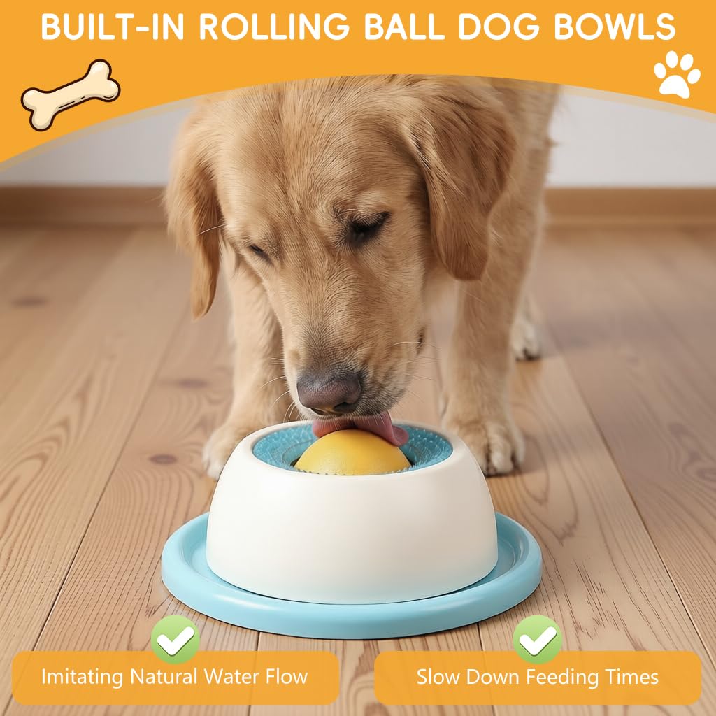 Qpets® Lick Mat & Puzzle Feeder for Cats & Dogs - Interactive Toy with Rolling Ball Dispenser, Slow Feeder for Anxiety & Boredom Relief Food-Grade Silicone
