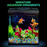 Qpets® Aquarium Mini Resin Ornaments Glow-in-The-Dark Ocean Creature Ornaments, Luminous Aquarium Fish Tank Decorations, Illuminated Resin Decor for Planter and Home Display