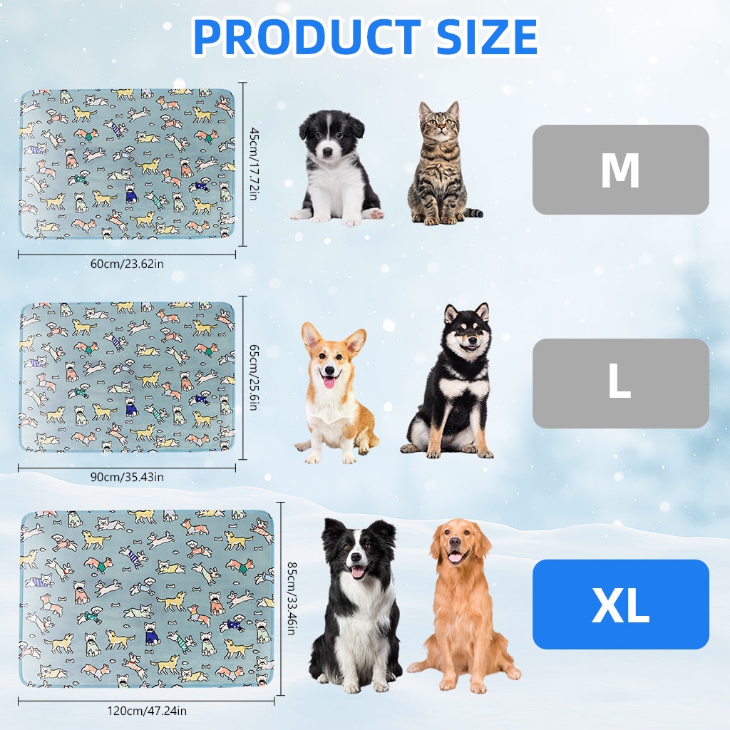 Qpets® Self-Cooling Pad for Dogs & Cats,Pressure Activated,No Water Needed Large Waterproof Mat for Heat Stroke Prevention Stay Cool Indoor & Outdoor (120 * 85cm)