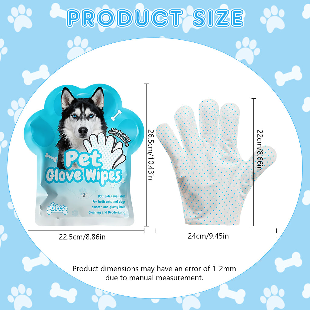 Qpets® Pet Cleaning Gloves Wipes, Wet & Dry Grooming Mitts for Dogs & Cats - Non-Woven Hair Removal Gloves for Muddy Paws, Quick Bath & Travel Cleaning, Absorbent Pet Wipe Mitts