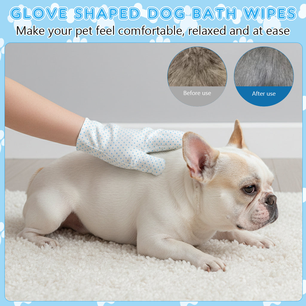 Qpets® Pet Cleaning Gloves Wipes, Wet & Dry Grooming Mitts for Dogs & Cats - Non-Woven Hair Removal Gloves for Muddy Paws, Quick Bath & Travel Cleaning, Absorbent Pet Wipe Mitts