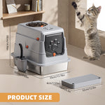 Qpets® Cat Litter Box for Young Cat,DIY Assembly Kitten Potty Training Litter Case with Stainless Steel Tray,Enclosure Box with Top & Front Door Porous Air Vent Design 35x50x38cm