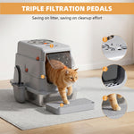Qpets® Cat Litter Box for Young Cat,DIY Assembly Kitten Potty Training Litter Case with Stainless Steel Tray,Enclosure Box with Top & Front Door Porous Air Vent Design 35x50x38cm