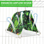 Qpets® Tropical Bird Cage Tent Hammock, Parrot Cage Hideout Cover, Hanging Bird Sleep Shelter with Jungle Leaf Print, Cozy Resting Hut for Parakeet, Cockatiel, Lovebird & Small Pets