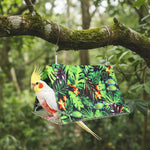 Qpets® Tropical Bird Cage Tent Hammock, Parrot Cage Hideout Cover, Hanging Bird Sleep Shelter with Jungle Leaf Print, Cozy Resting Hut for Parakeet, Cockatiel, Lovebird & Small Pets