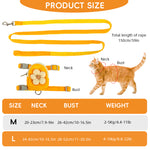 Qpets® Dog Harness and Leash Set, Fabric Webbing Puppy Harness with Matching Leash, Mini Zipper Pouch & Cute Yellow Flower Accent, for 4-10kg Dogs, L