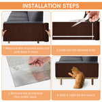 Qpets® Cat Scratcher Pad 4x100cm Self-Adhesive Thicken Furniture Protector Surface Guard Wrap with 10Pcs Invisible Spiral Twist Pins, for Sofa, Leather Couch, Wall -Brown