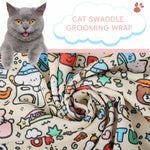Qpets® 27.5'' Cat Swaddle Wrap with Self-Closure, Pet Grooming Restraint Towel, Anti-Scratch Cat Bath Wrap for Nail Trimming, Vet Care & Medication Handling, Tablet, Laptop & Camera Protection