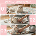 Qpets® 27.5'' Cat Swaddle Wrap with Self-Closure, Pet Grooming Restraint Towel, Anti-Scratch Cat Bath Wrap for Nail Trimming, Vet Care & Medication Handling, Tablet, Laptop & Camera Protection