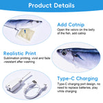 Qpets® Moving Fish Cat Tool 7in Interactive Pacific Saury Plush with Tail Flick Motion USB Rechargeable Cat Kick Playing for Indoor Cats Exercise Play