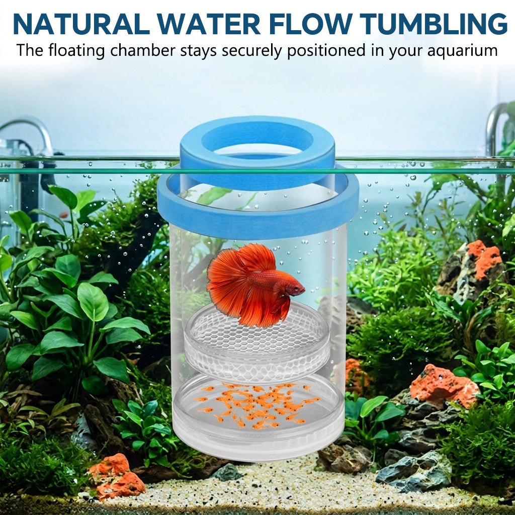 Qpets® Aquarium Fish Breeding Box with Suction Cups, Plastic Floating Breeding Box Double Transparent Deck Isolation Breed Boxes Multifunctional Fishing Hatching Incubator for Betta Guppy Small Fish