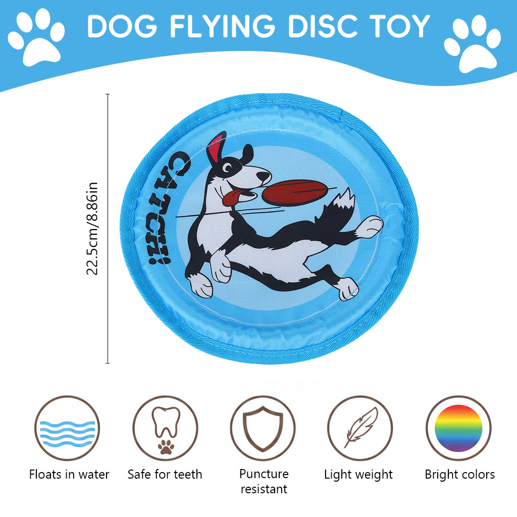 Qpets® 8.8" Flying Saucer Dog, Nylon Oxford Cloth Dog Flying Disc Lightweight Dogs Flyer Toys Outdoor Flat Throw Toy Soft Durable Fetch Toy for Small Large Dogs (Blue)