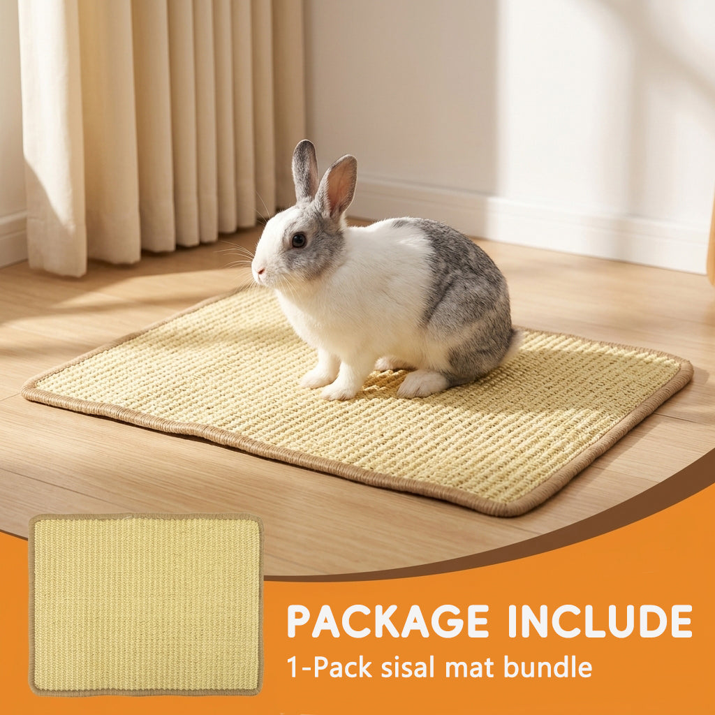 Qpets® Rabbit Cage Mat, 15.7" x 11.8" Natural Woven Cooling Mat Rabbit House Mats Durable Pet Cage Mats Breathable Chew-Resistant Dog Bed Pet Sleeping Pad for Rabbit, Guinea Pigs & Hamsters