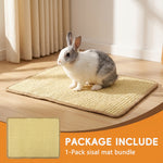 Qpets® Rabbit Cage Mat, 15.7" x 11.8" Natural Woven Cooling Mat Rabbit House Mats Durable Pet Cage Mats Breathable Chew-Resistant Dog Bed Pet Sleeping Pad for Rabbit, Guinea Pigs & Hamsters