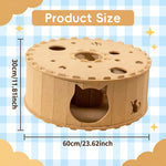 Qpets® Generic Pet Cat Tunnel Bed Nest Hideout Tube for Kitten, Hamster, Bunny Indoor Cats, Brown-Khaki