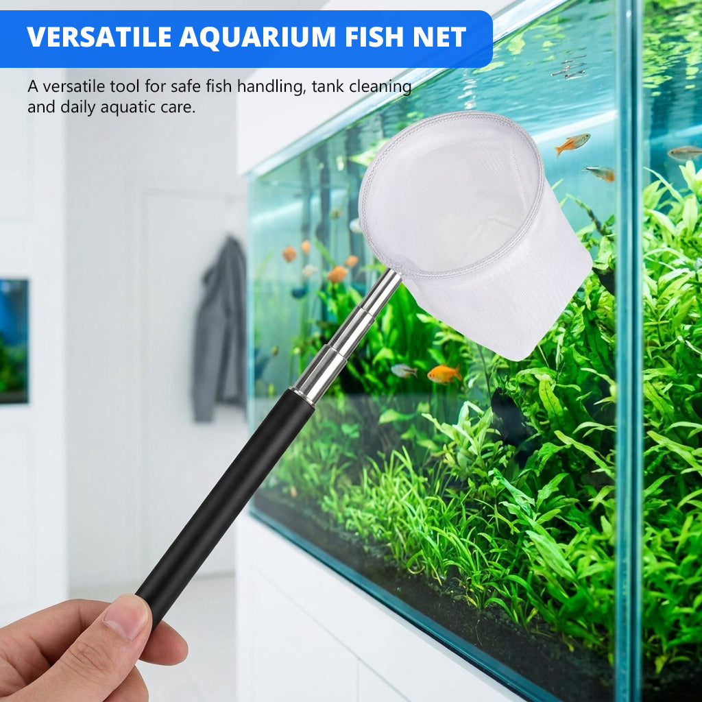 Qpets® Fish Net for Aquarium, Telescopic Fish Net 4-15'' Adjustable,