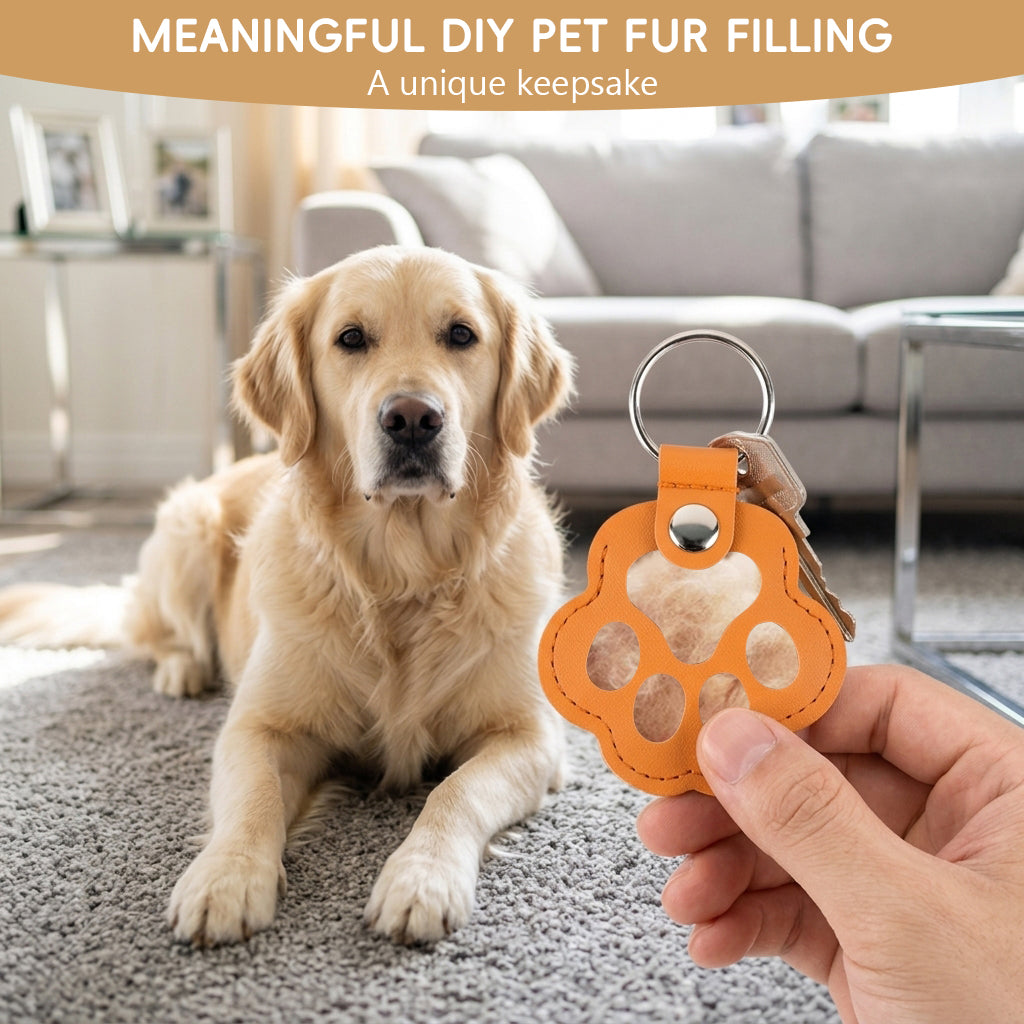 Qpets® 3PCS Pet Hair Storage Keychain, Pet Dog Cat Hair Collector Paw Shaped Fur Keepsake Keychains, Enthusiast Commemorative Gift-Multicolor