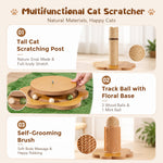 Qpets® 45" Tall Cat Scratching Post with Sisal Rope for Indoor Cats Adults Kittens, Scratcher Tree with Hanging Balls, Self Groomer, Track Balls - Brown